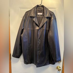 Calvin Klein Mens Black Insulated Fleece Leather Jacket XL